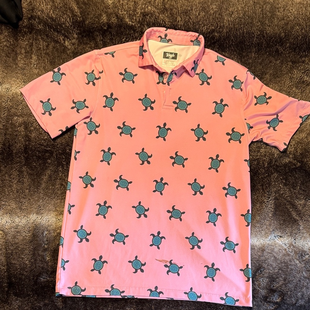Kids Pink Turtle Print Polo Shirt